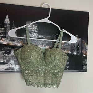Mint green rhinestone corset size MEDIUM! Perfect for St. Patties day! 🍀